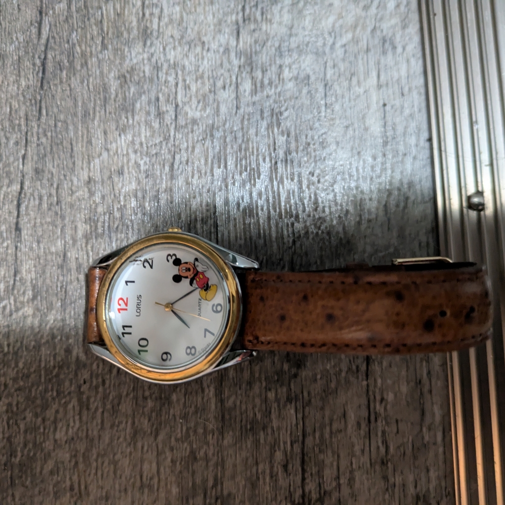 Mickey Mouse Brown Leather Strap Watch